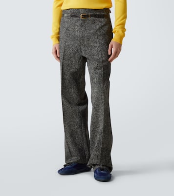 Pantalon ample en coton à carreaux | Prada
