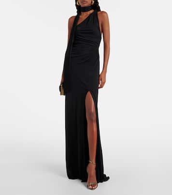 Scarf-detail one-shoulder jersey gown | Tom Ford