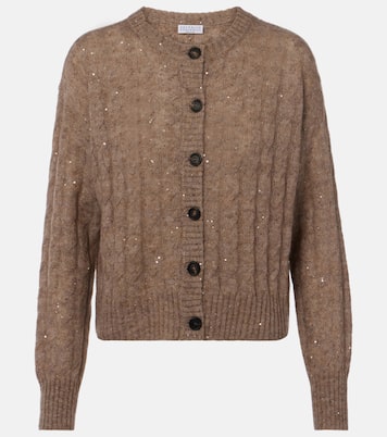 Cable-knit sequined cardigan | Brunello Cucinelli