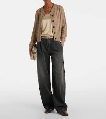 Cable-knit sequined cardigan | Brunello Cucinelli