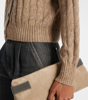 Cable-knit sequined cardigan | Brunello Cucinelli