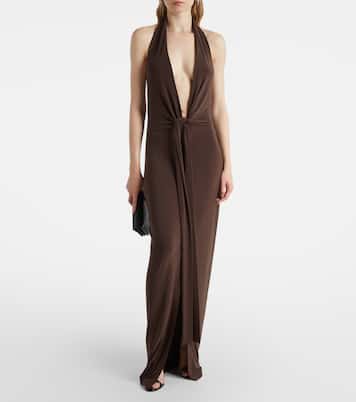 Halterneck jersey maxi dress | Norma Kamali