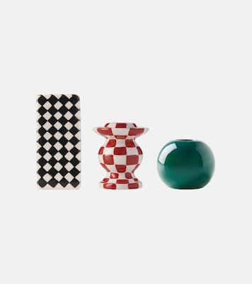Les Objets Mouleversants Chessboard set of 3 ceramic candle holders by Wouters & Hendrix | Serax