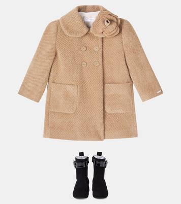 Floral-appliqué coat | Monnalisa