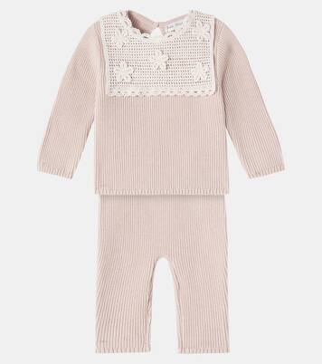 Baby Lucette set of cotton sweater and pants | Bebe Organic