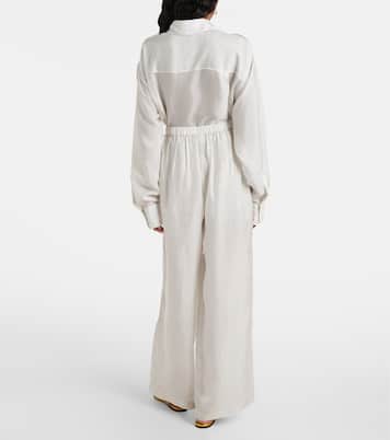 Brenna sheer striped wide-leg pants | The Frankie Shop