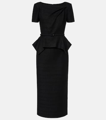 Belted peplum bouclé midi dress | Roland Mouret