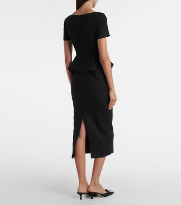 Belted peplum bouclé midi dress | Roland Mouret