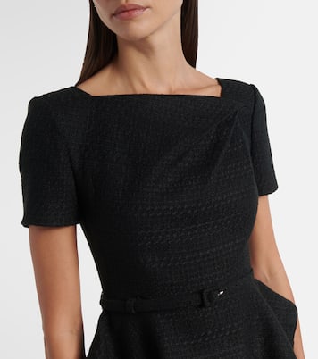 Belted peplum bouclé midi dress | Roland Mouret