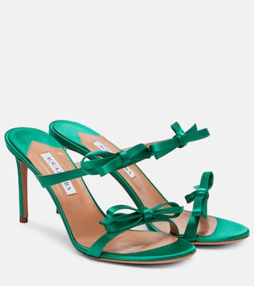 Soave 85 bow-detail satin mules | Aquazzura