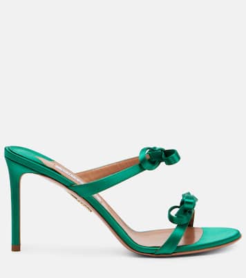 Soave 85 bow-detail satin mules | Aquazzura