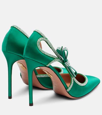 Soave Crystal 105 bow-detail satin pumps | Aquazzura