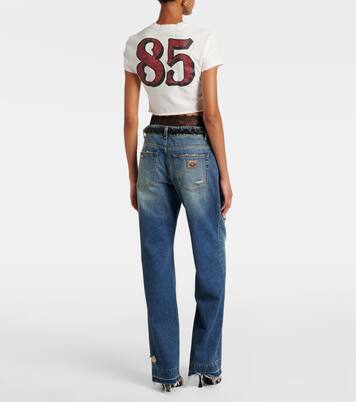 Printed cropped cotton jersey T-shirt | Dolce&Gabbana