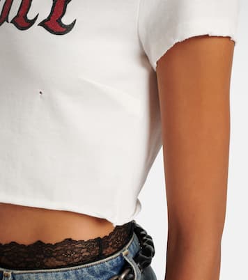 Printed cropped cotton jersey T-shirt | Dolce&Gabbana