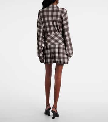 Mini-jupe plissée à carreaux | Norma Kamali