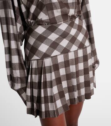 Mini-jupe plissée à carreaux | Norma Kamali