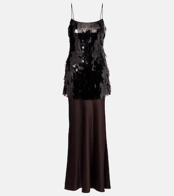 Robe longue Mesa en satin à sequins | Staud