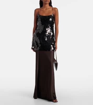 Robe longue Mesa en satin à sequins | Staud
