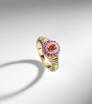 Anello Pompadour Baby in oro 9kt con pietre preziose | Yvonne Léon