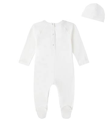 x Euan Roberts Baby cotton beanie, bib, and onesie set | Gucci Kids