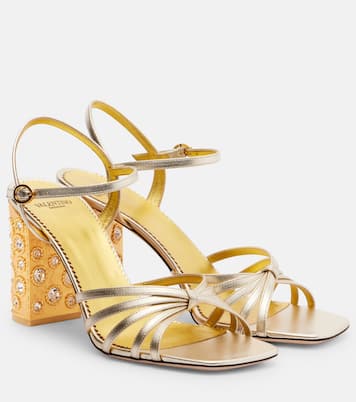 90 embellished metallic leather sandals | Valentino Garavani