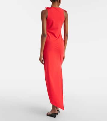 Floral-appliqué asymmetric jersey maxi dress | Coperni