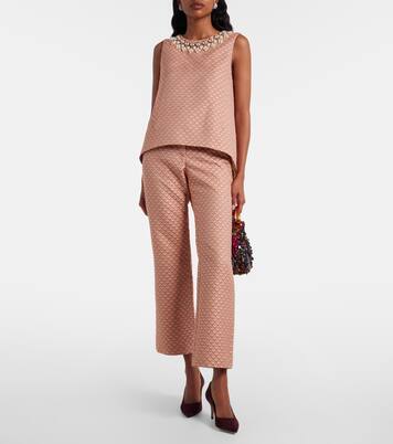 24/7 floral jacquard straight pants | La DoubleJ