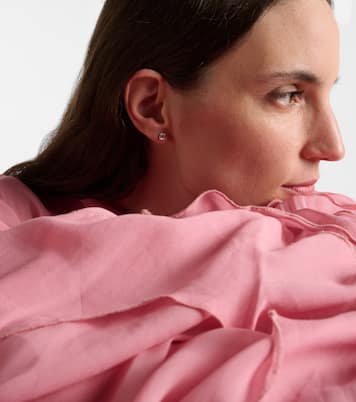 Shield Of Strength 14kt gold earrings with diamonds and aquamarine | Stone and Strand