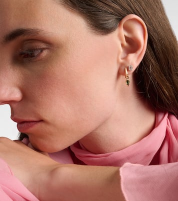 Shield Of Strength 14kt gold earrings with diamonds and aquamarine | Stone and Strand