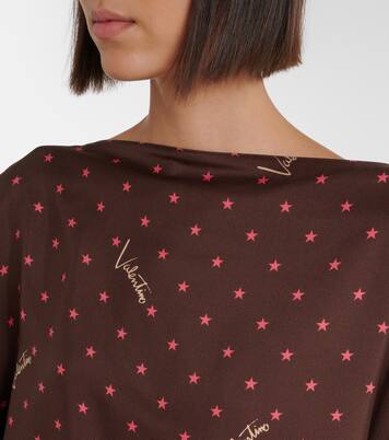 Printed silk twill top | Valentino