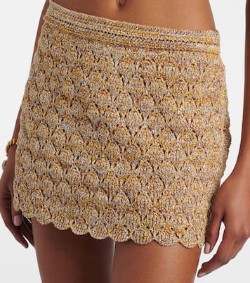 Open-knit linen-blend lamé miniskirt | Valentino