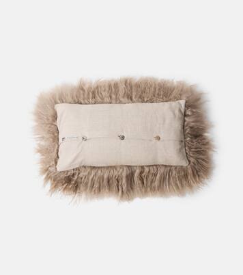Shearling and linen cushion | Maison de Vacances