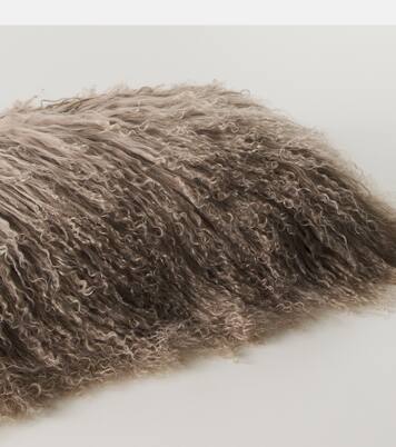 Shearling and linen cushion | Maison de Vacances