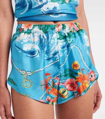 Floral silk twill shorts | Gucci