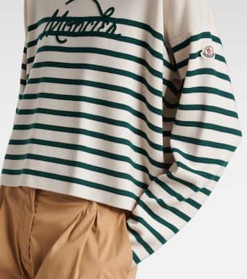 Embroidered striped virgin wool sweater | Moncler