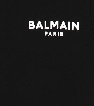 Logo cropped cotton jersey T-shirt | Balmain Kids
