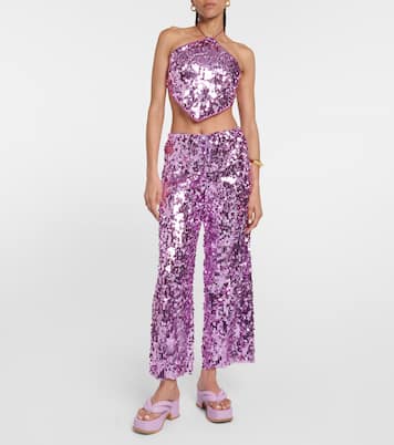 Cropped-Top mit Pailletten | Oséree