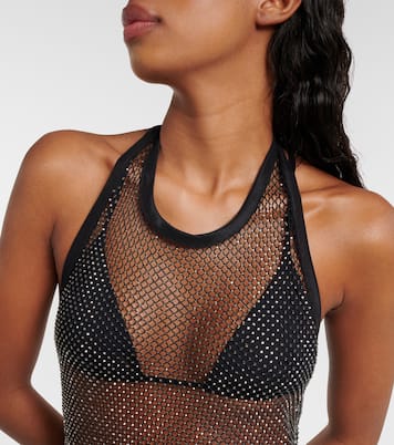 Maxikleid Inaya aus Mesh mit Kristallen | Simkhai