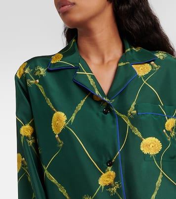 플로럴 실크 포플린 파자마 셔츠 | Burberry