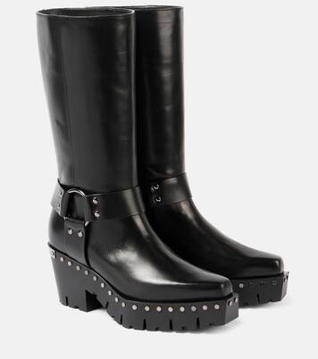 Quinn 75 studded leather biker boots | Jimmy Choo