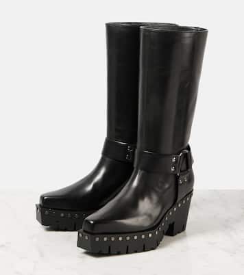Quinn 75 studded leather biker boots | Jimmy Choo