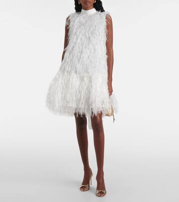 Bridal Minikleid Odette aus Seide mit Federn | Roksanda