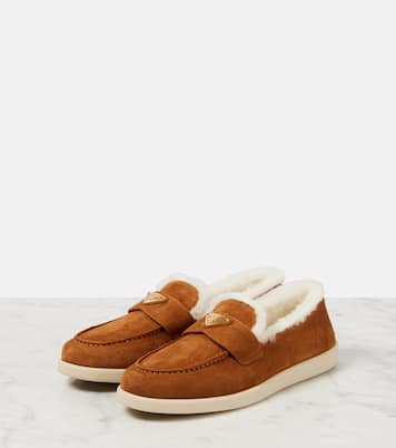 Saint Tropez shearling-lined suede loafers | Prada