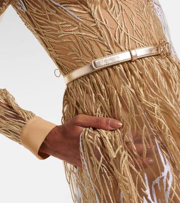 Robe midi brodée en tulle | Elie Saab