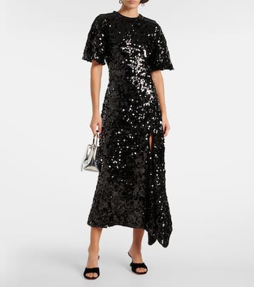 Maxikleid aus Samt mit Pailletten | Ganni