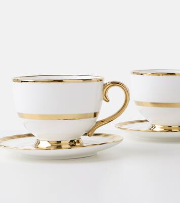 Set Golden Fins aus zwei Teetassen und Untertassen by Jan Wolleswinkel | Polspotten