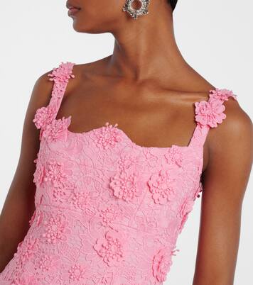 Robe midi Odette en dentelle à fleurs | Leo Lin