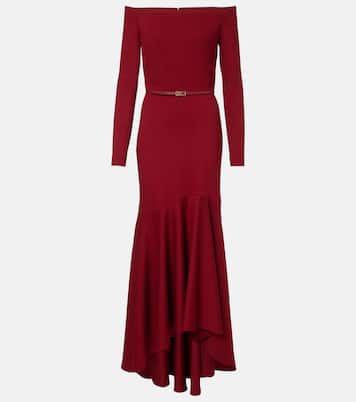 Belted off-shoulder jersey gown | Elie Saab