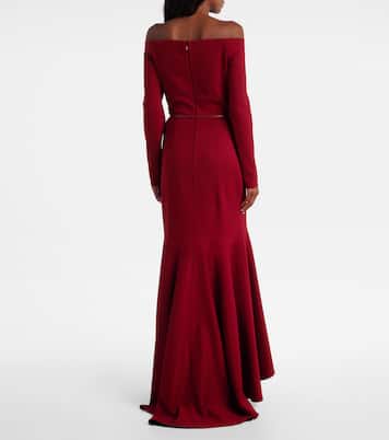 Belted off-shoulder jersey gown | Elie Saab