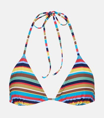 Lido striped halterneck bikini top | Staud